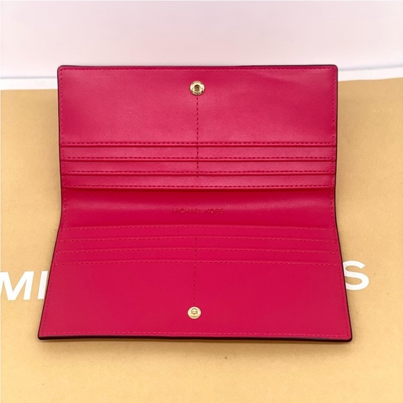 Michael Kors Reed Snap Bifold Wallet Electric Pink - Picture 7 of 11